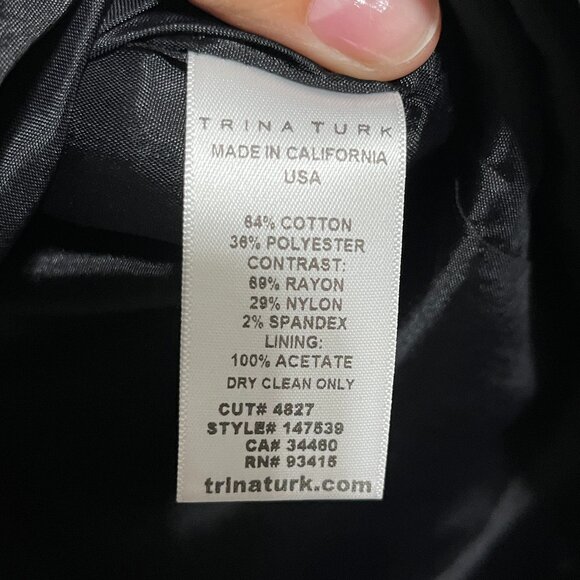 Trina Turk Womens Geometric Trish Dress Size 6 Navy Blue Artsy Office Statement - Picture 6 of 6